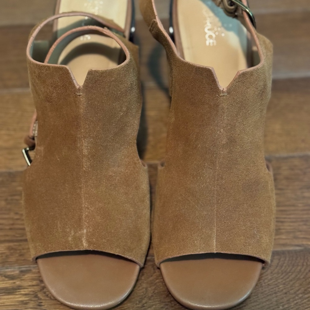 Market & Spruce Tan Suede Open-Toe Sandals - 10
